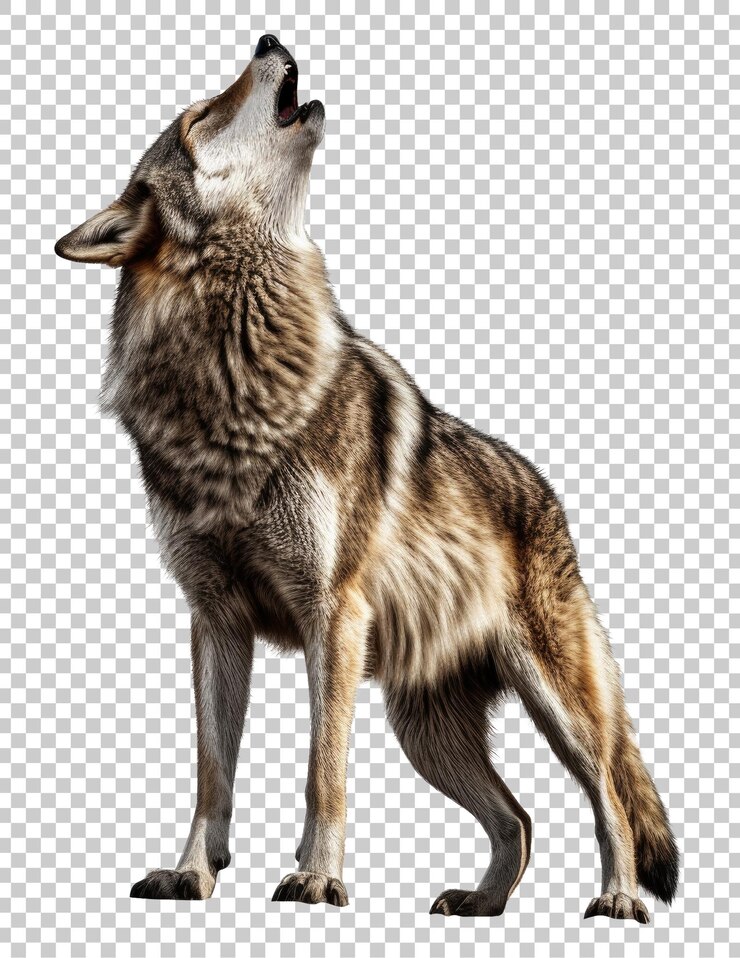 Wolf Howling Isolated on Transparent Background