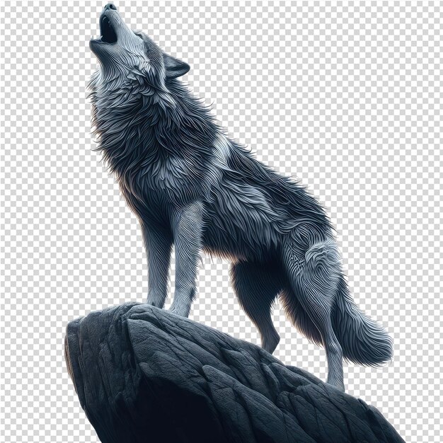 PSD a wolf on a rock with the words wolf on it