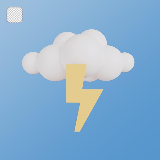 Wolke mit gelbem Blitz, Wolke mit Donner oder Blitz.