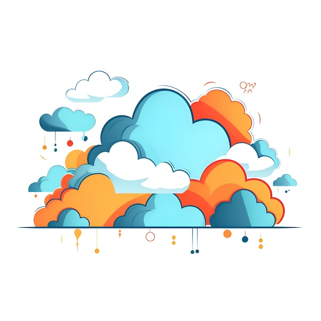 PSD wolken in flachem stil illustration bewölktes wetter