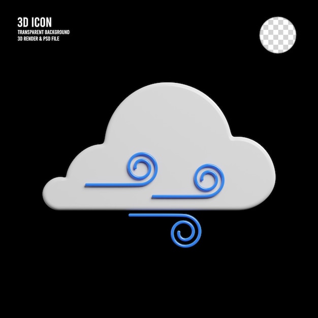 PSD wolken- und windillustration 3d-rendersymbol