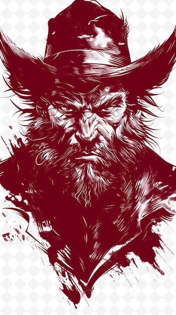 PSD wolverine com um chapéu de lenhador e uma expressão áspera post animals sketch art vector collections