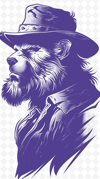 PSD wolverine mit einem holzfällerhut und einem robusten ausdruck post animals sketch art vector collections