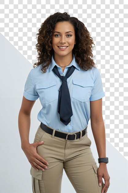 Woman in Pilot Uniform Smiling with Confidence