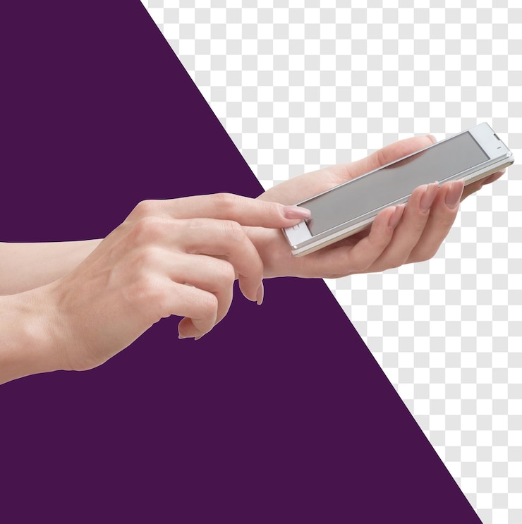 PSD woman using a smartphone