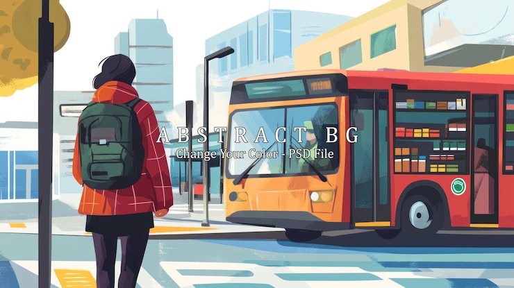PSD woman waiting at bus stop