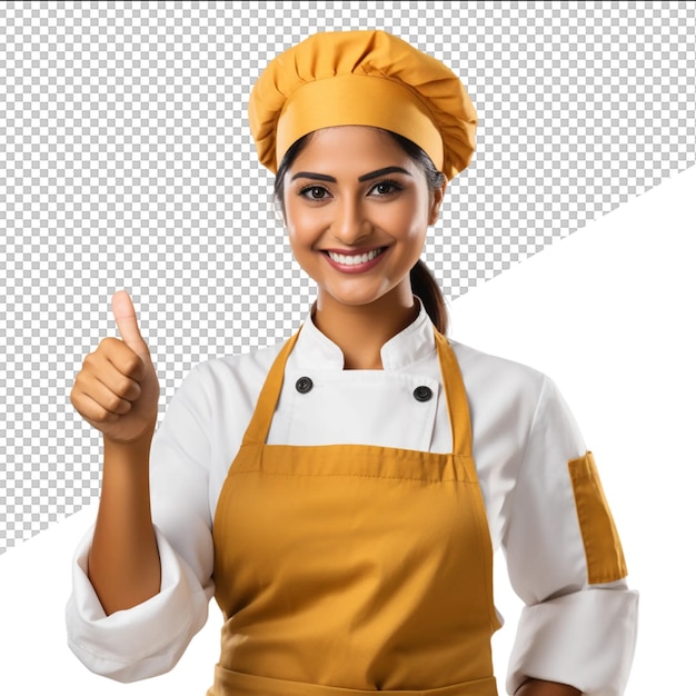 PSD a woman wearing an apron that says quot chef quot