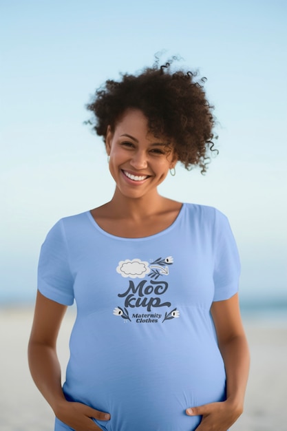 PSD woman wearing maternity clothes mockup