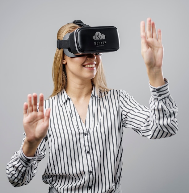 woman with vr glasses medium shot