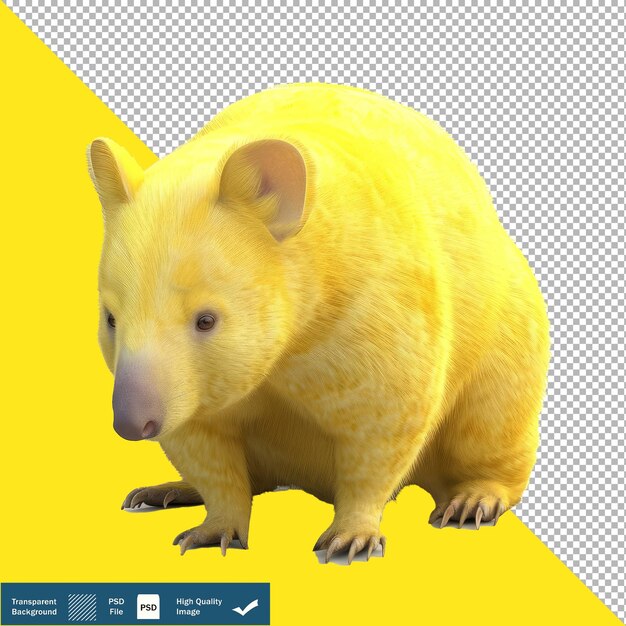 PSD wombat amarillo en fondo blanco octane 3d fondo transparente png psd