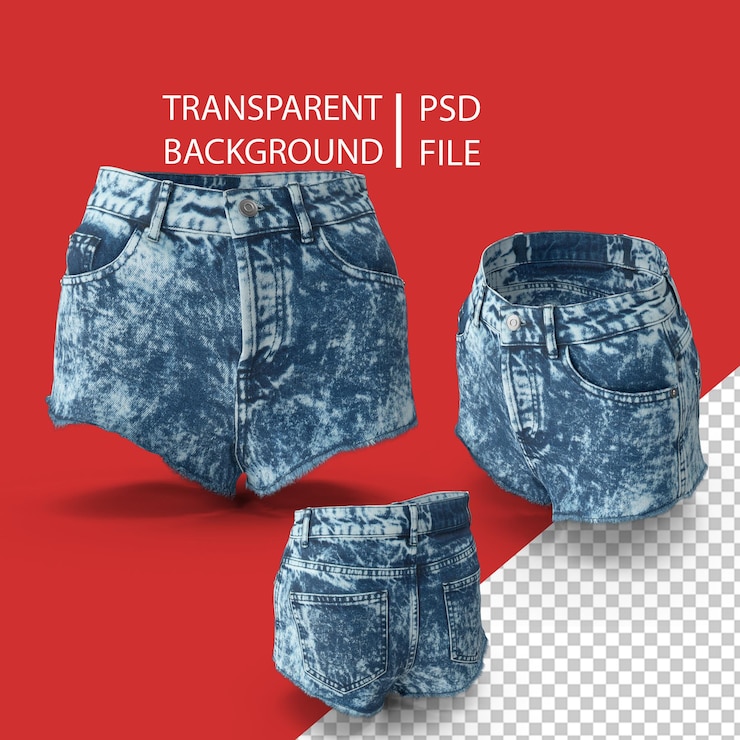 PSD women's jean shorts png