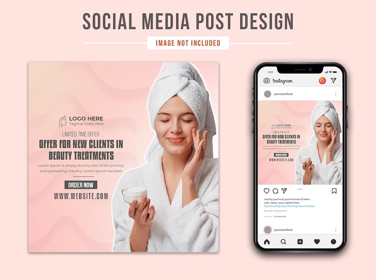 PSD women's skincare beauty spa e massage salon più grande offre banner e template di banner per web post