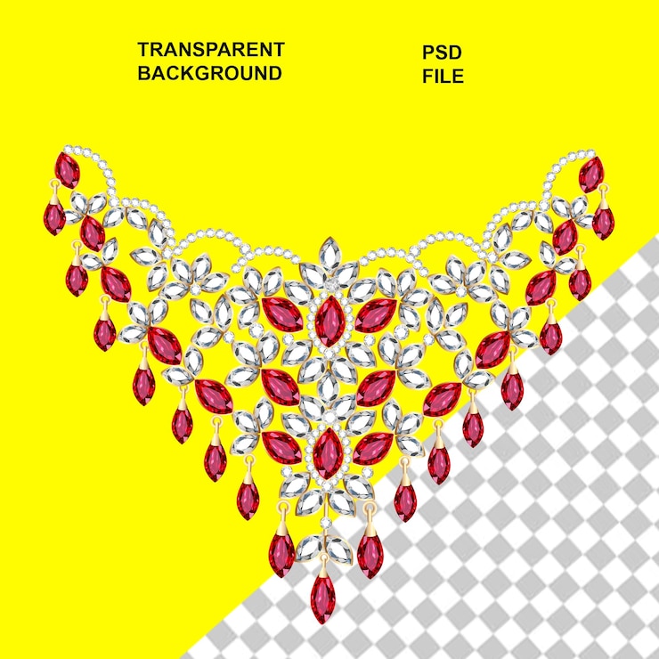 PSD womens jewellery on transparent isolated background