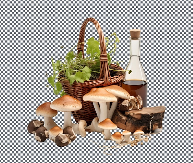 PSD wonderful mushroom foraging kit isolado em fundo transparente