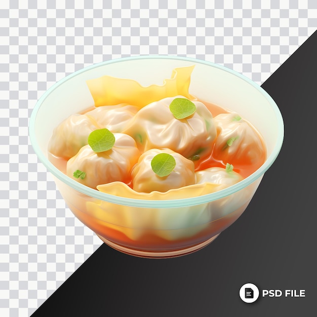 Wonton guisado vidro congelado suave iluminação suave apenas png premium psd