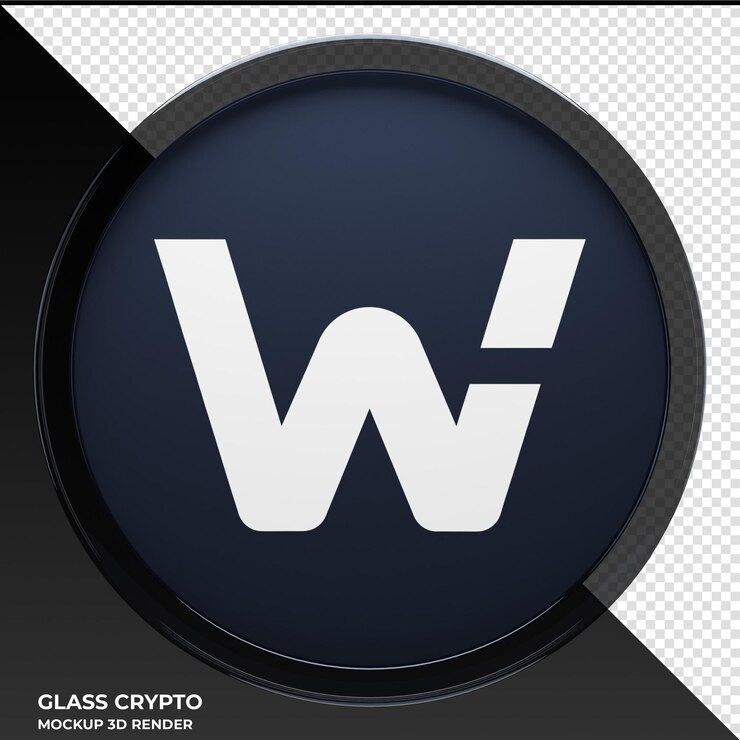 PSD woo network woo glass crypto coin ilustración 3d