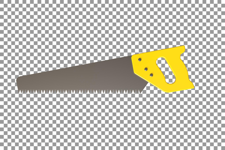 PSD wood cutting 3d hacksaw rendering