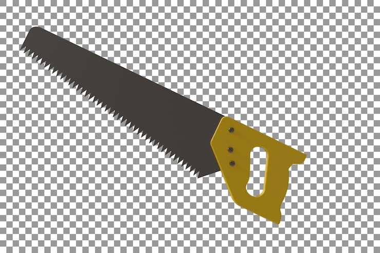 PSD wood cutting 3d hacksaw rendering