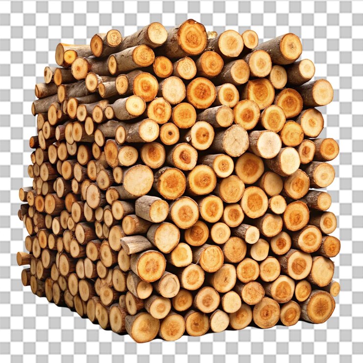 PSD wood logs isolated on transparent background