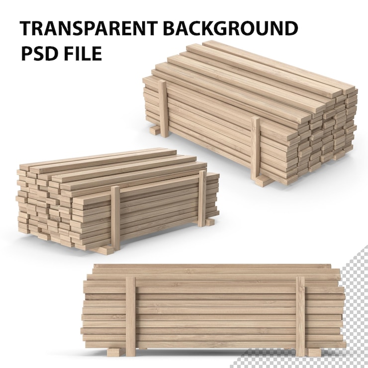 PSD wood planks stack png