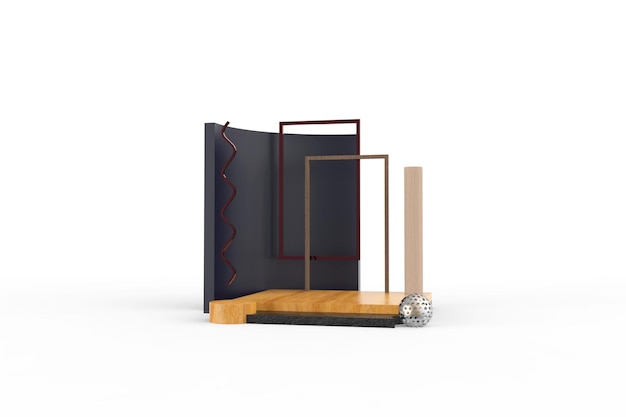 Wood Podium 3D render Design Rendering
