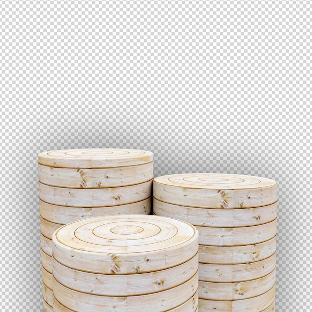 wood podium product stand empty display for product placement 3d rendering