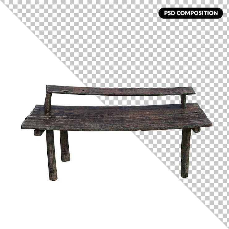 PSD wood table isolated 3d rendering