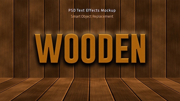 Wooden 3D Text Effects Mockup