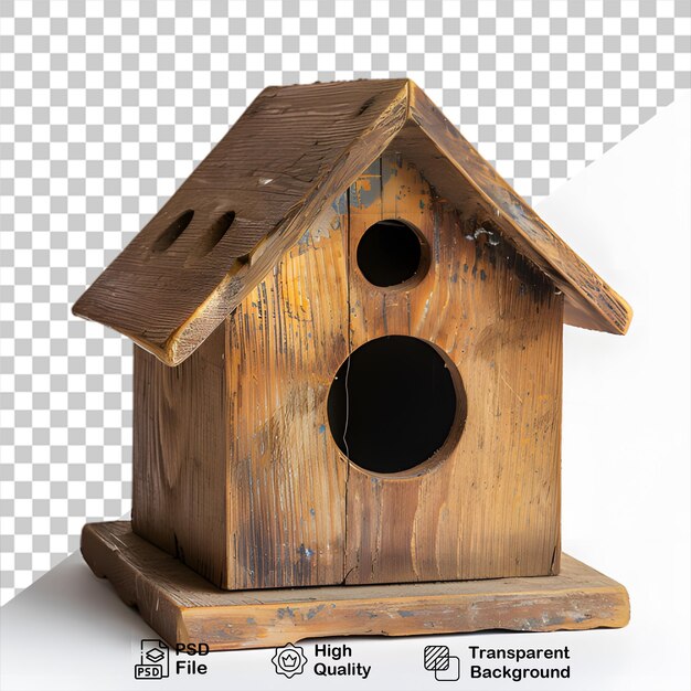 PSD wooden birdhouse design on transparent background with png file