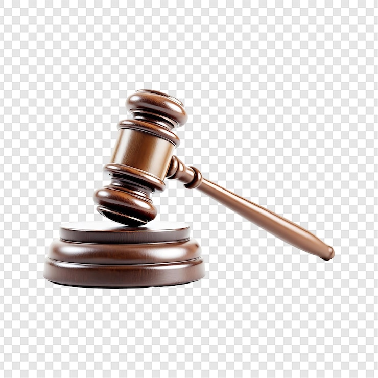 PSD wooden gavel on a wooden block