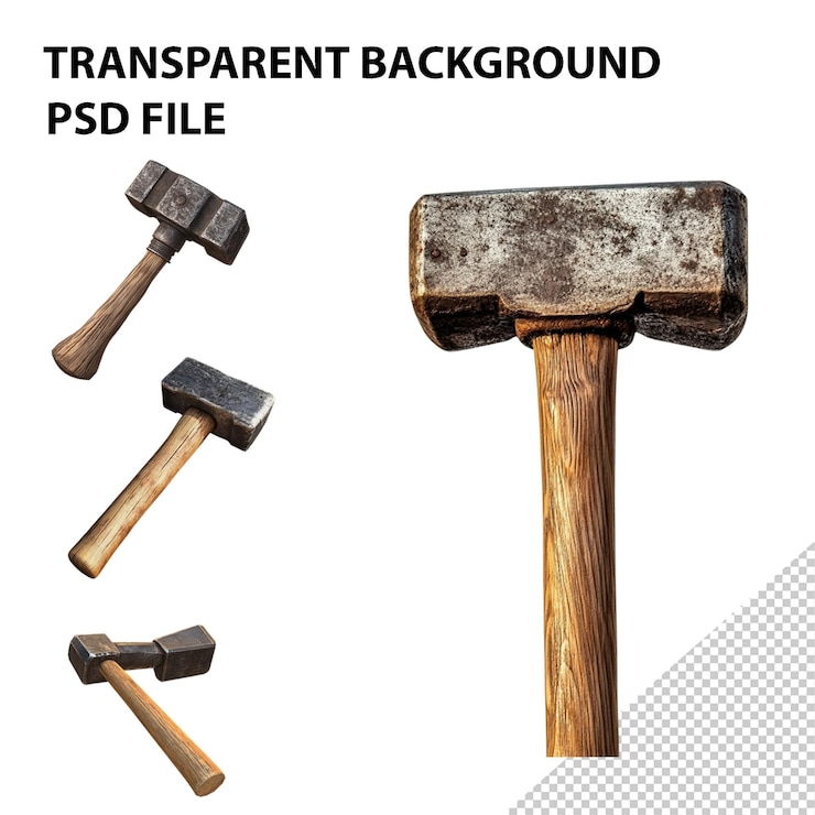 PSD wooden hammer with a metal head