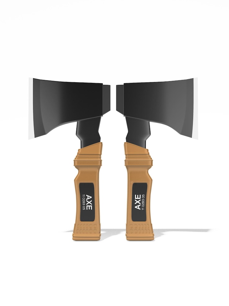 PSD wooden handle metal survival combat axe mockup