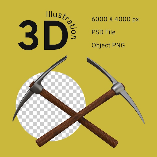Wooden handle pickaxes crossed