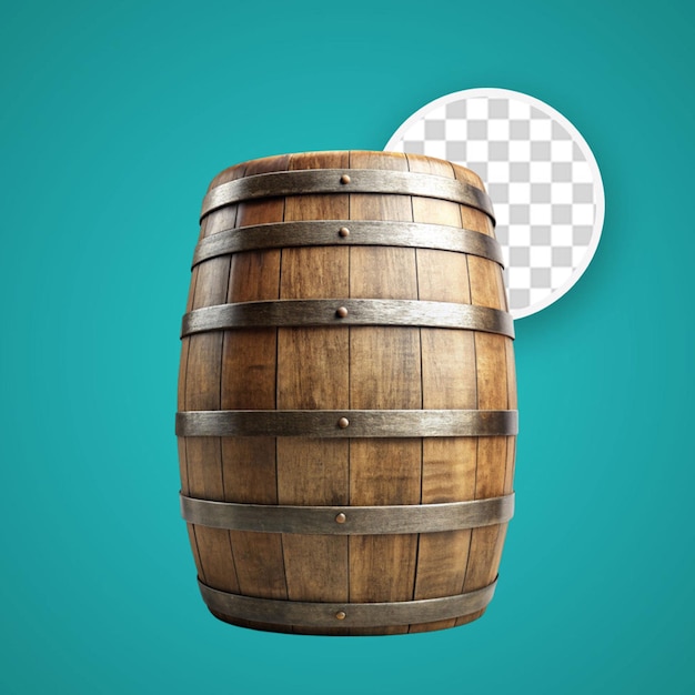 PSD wooden oak barrel isolated on transparent background png psd