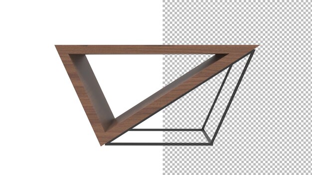 wooden table front view without shadow 3d render