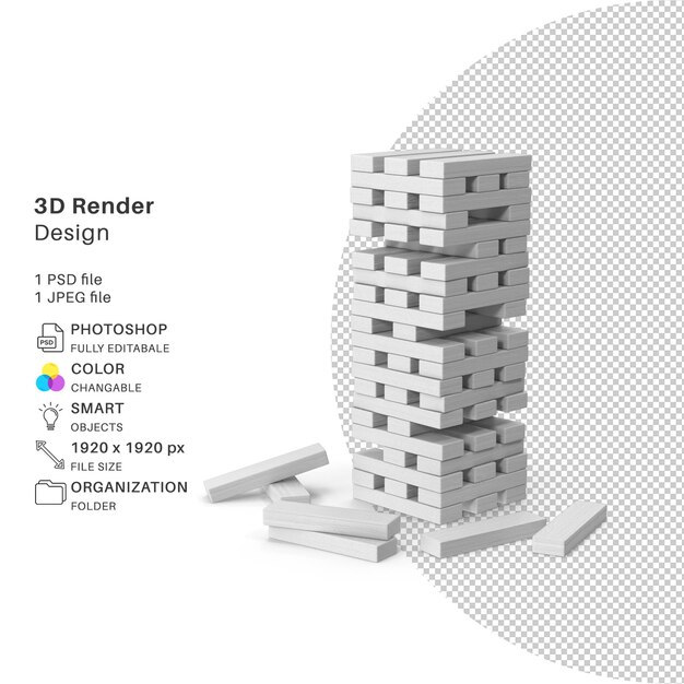 PSD wooden tower bricks 3d-modellierung psd-datei realistisches wooden tower bricks-spiel