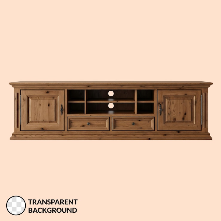 PSD wooden tv stand with storage