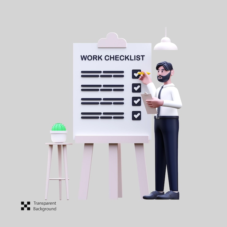 PSD work checklist 3d illustrations