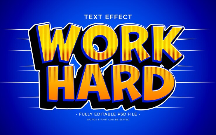 PSD work hard text effect