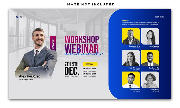 PSD workshop coinvolgente webinar modello di banner per i social media