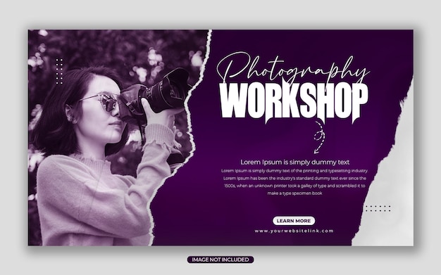 PSD workshop de fotografia banner template premium psd