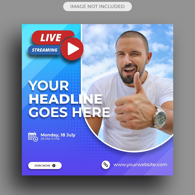 Workshop di live streaming Post sui social media, modello di post Instagram