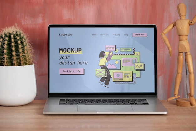 Workshop-Mock-up-Design mit Laptop-Gerät