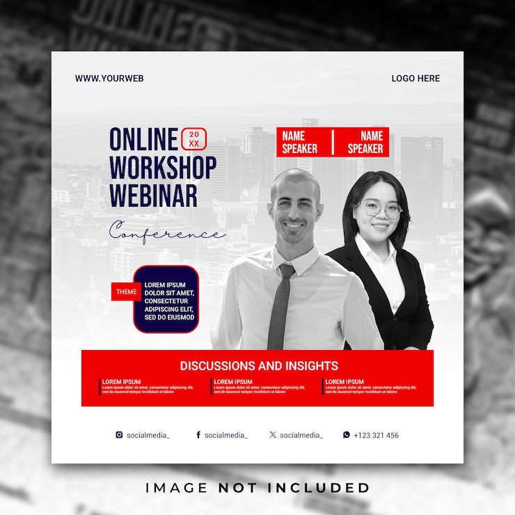 PSD workshop webinar post no instagram e modelo de banner de mídia social