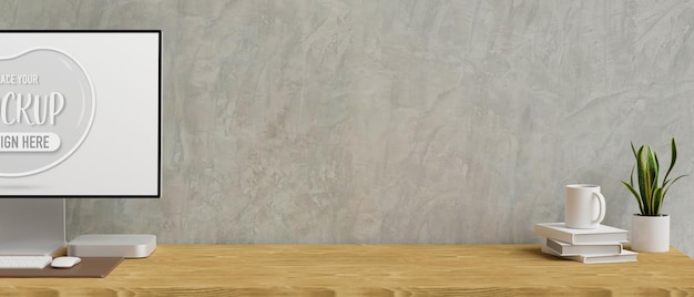 workspace with computer mockup