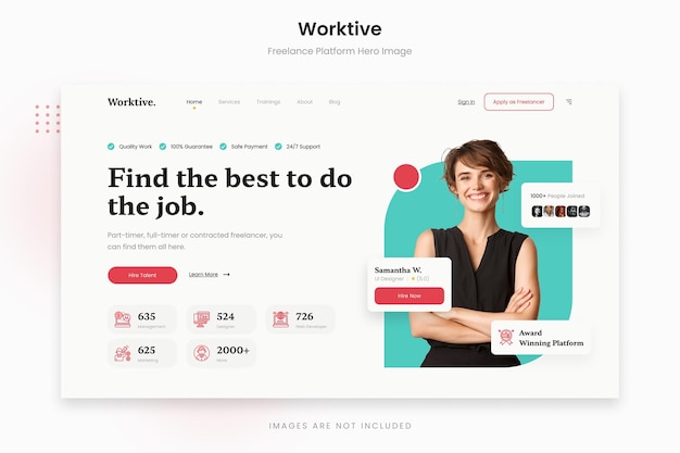 Worktive - imagem de herói de plataforma freelance moderna e limpa