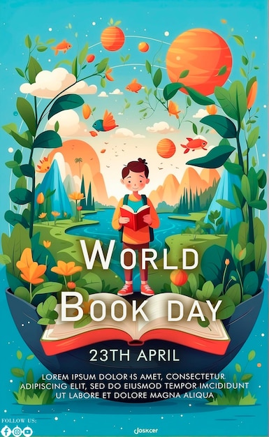 PSD world book day celebration invitation template