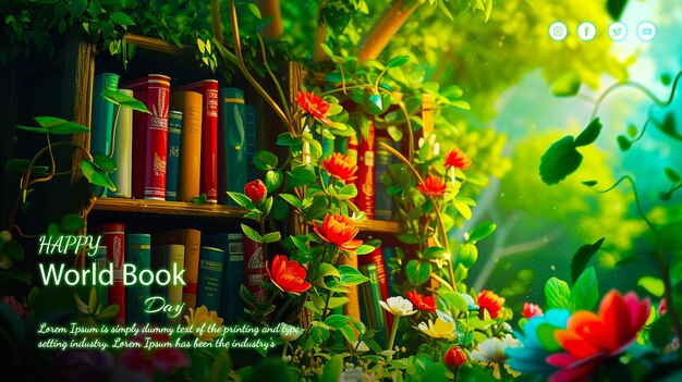 PSD world book day concept social media banner poster and greeting card