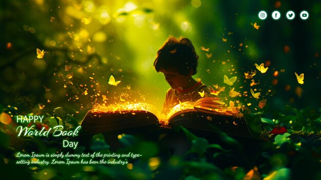 PSD world book day concept social media banner poster design