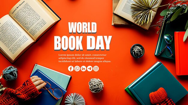 PSD world book day social media post template